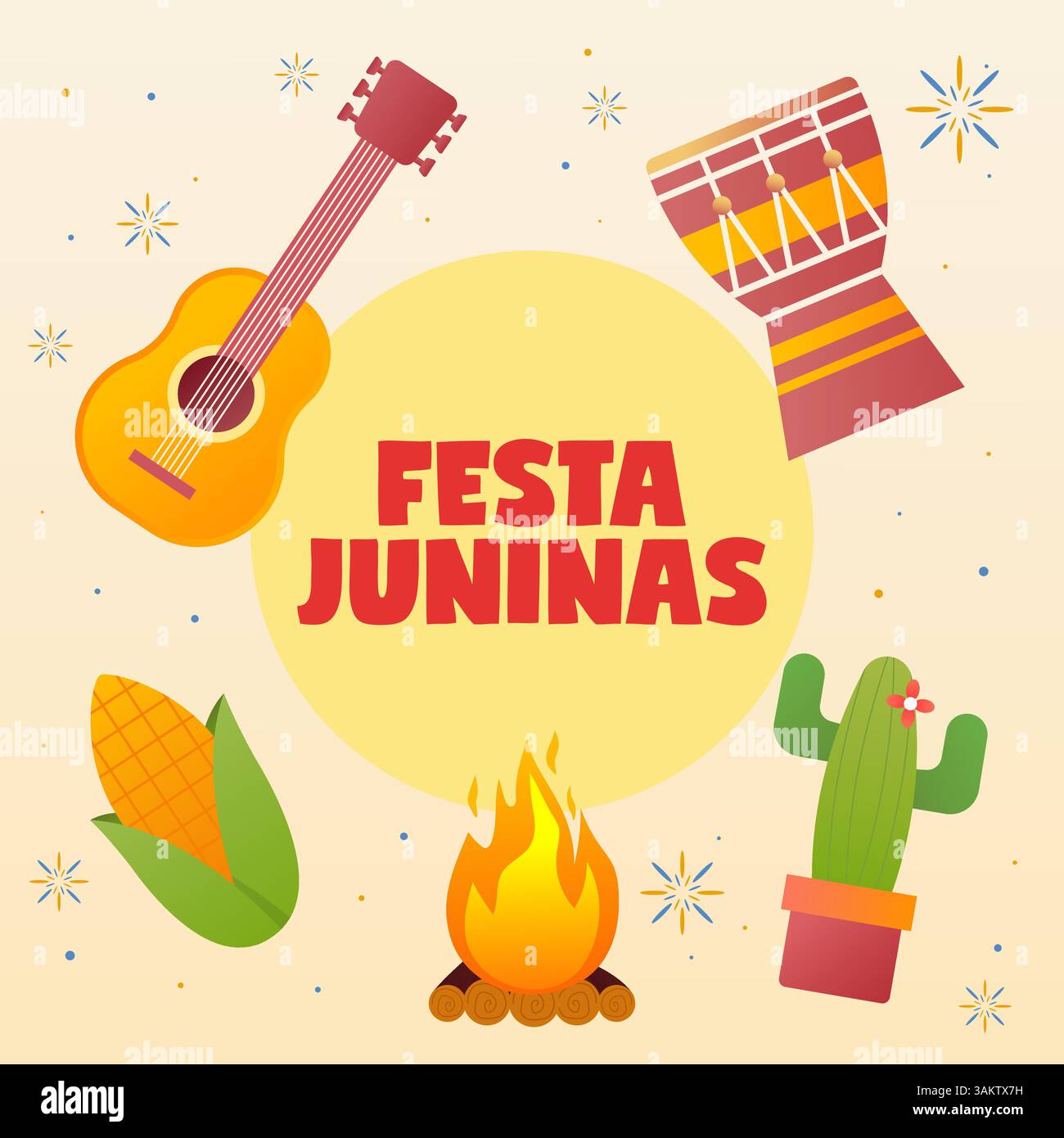 festa juninas illustration concept in gradient style Stock Vector