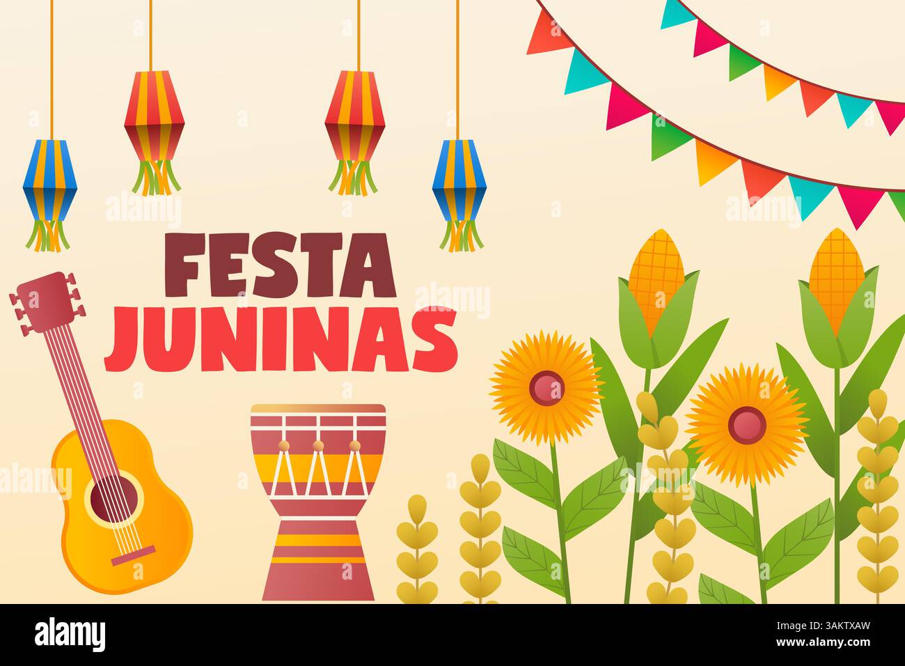 festa juninas background illustration in gradient style Stock Vector