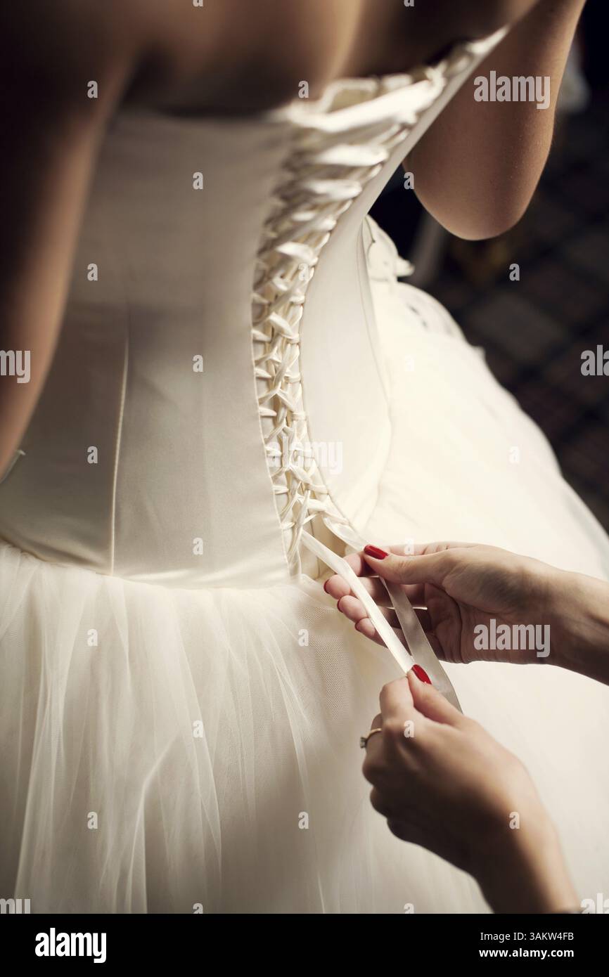 Wedding dress close-up Stock Photo