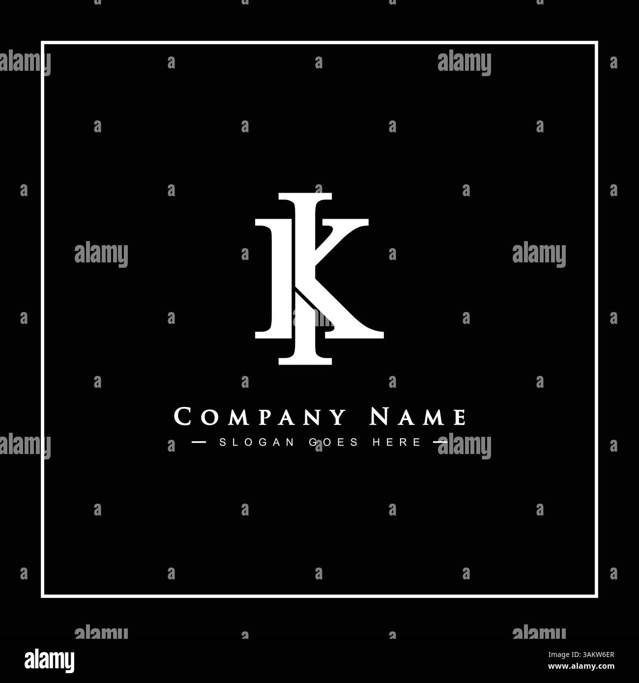 Creative Logo for Initials IK or KI in Monogram Style - Vector Template for Initial Letter I and K Stock Vector