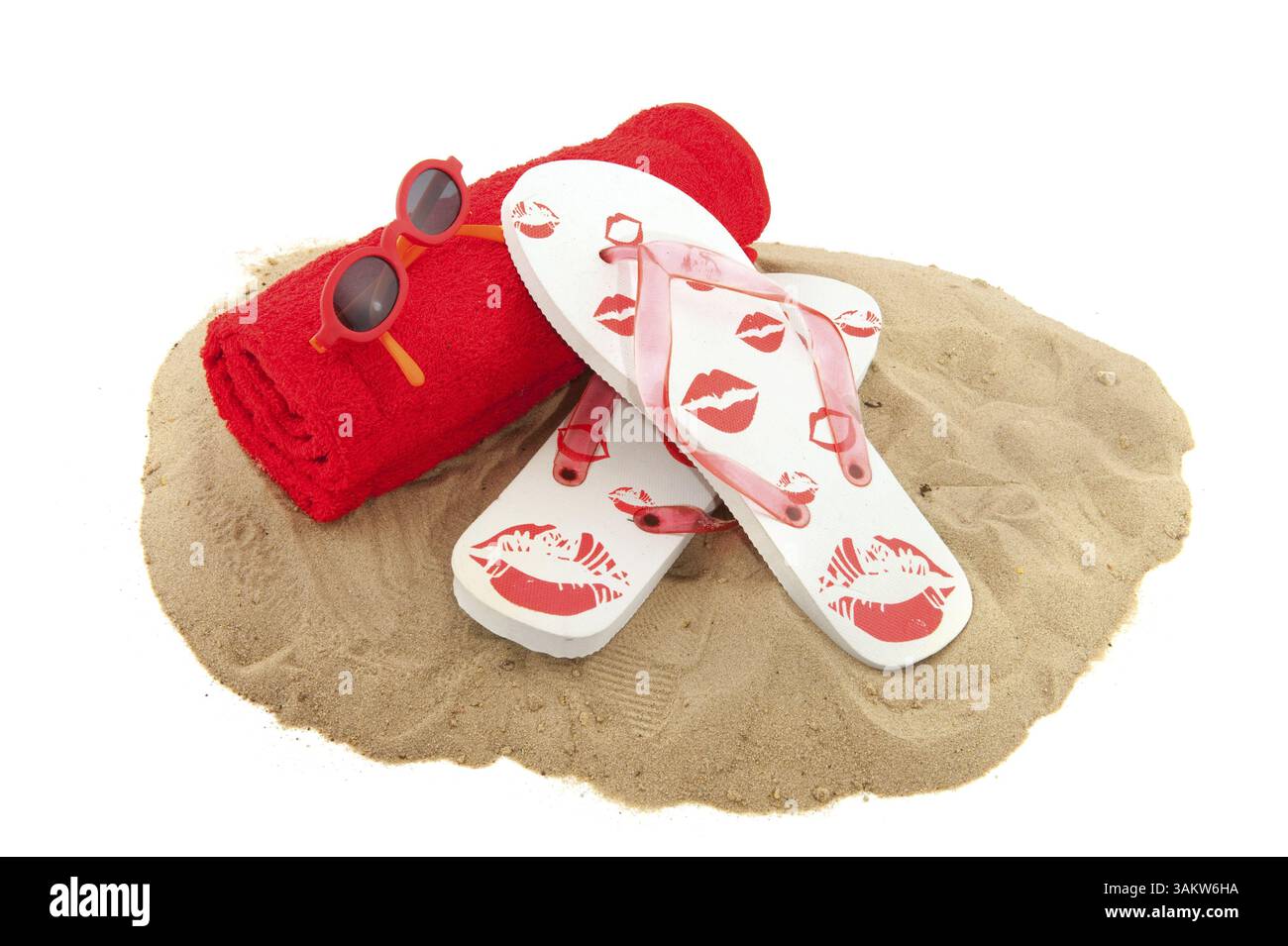 Flip flops and sunglasses on the beach Stock Photo - Alamy