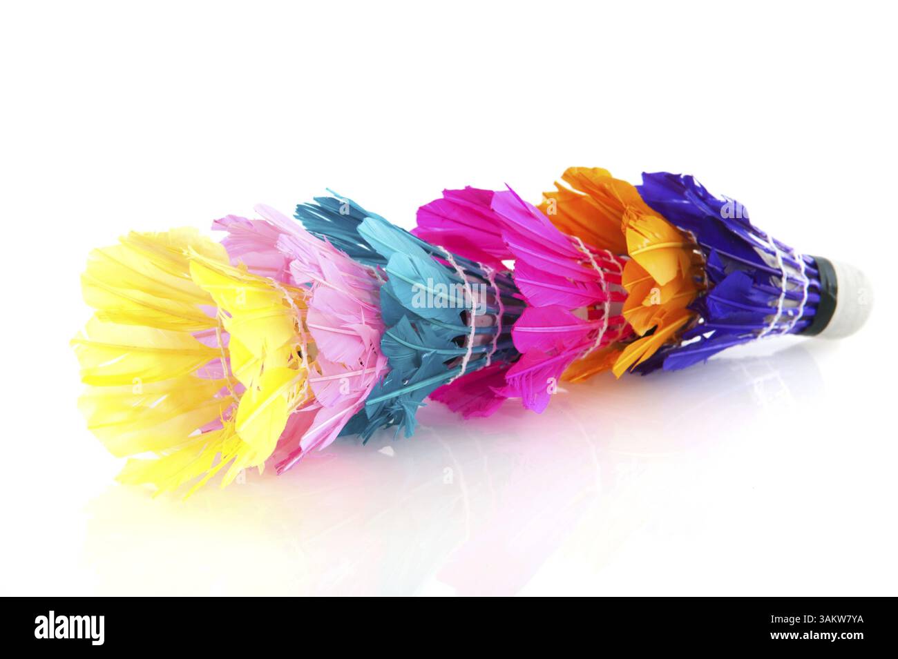 Shuttlecocks for the badminton game isolated over white Stock Photo