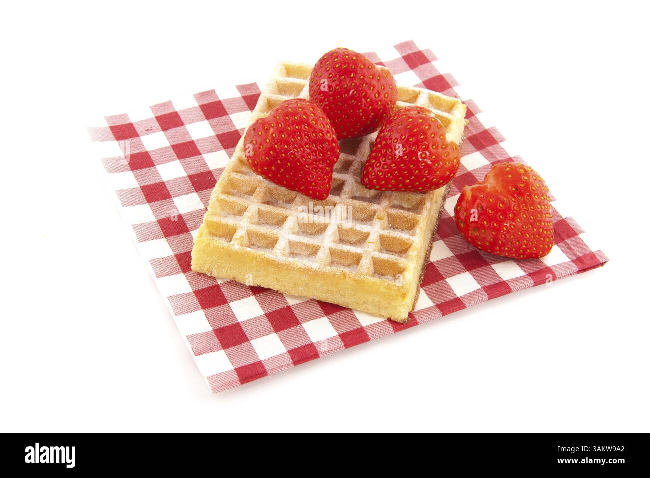 Belgium waffle with fruit and whipped cream Stock Photo - Alamy