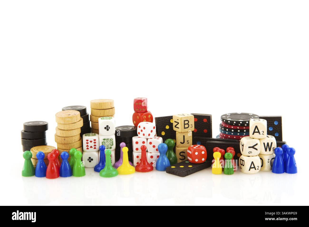All attributes to play board games isolated over white Stock Photo - Alamy