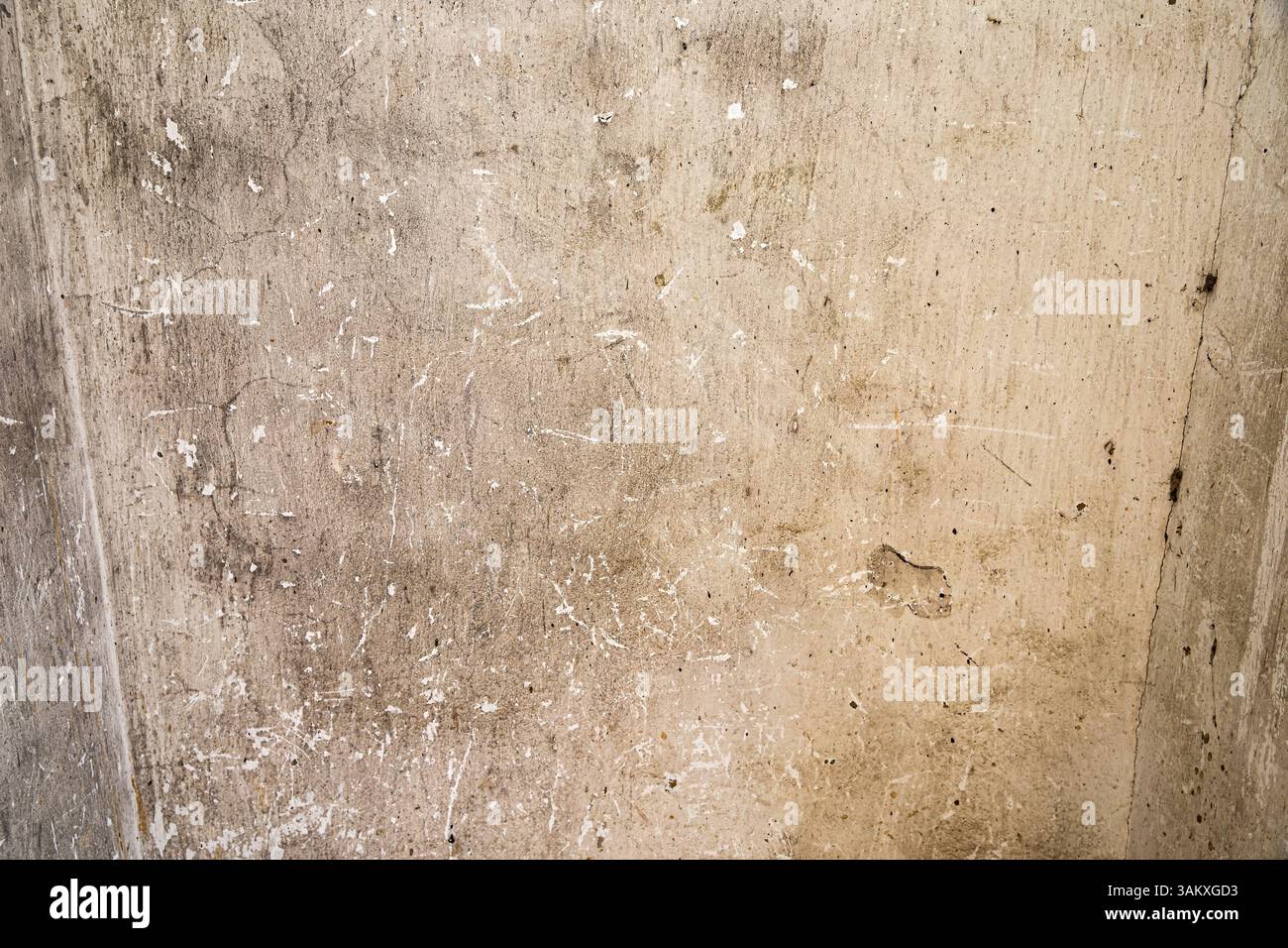 Rough Plastered Wall Texture, Beige Construction Background Stock Photo