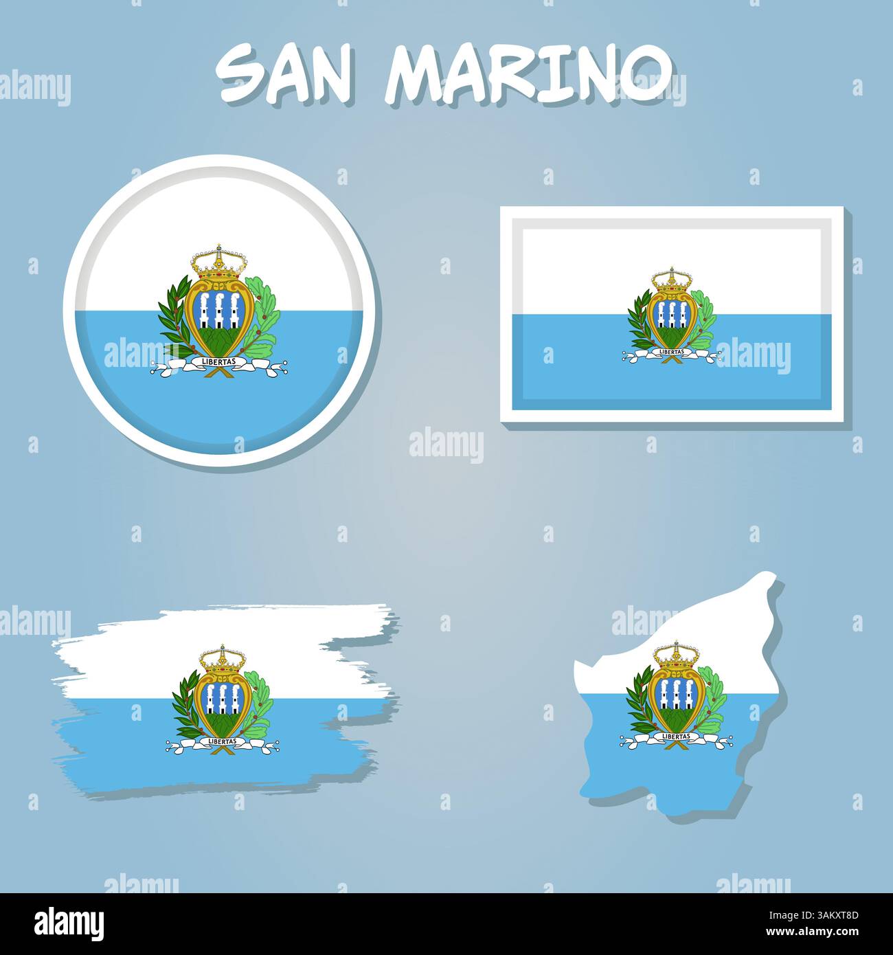 Map Of San Marino With Flag Isolated On blue Background Stock Vector ...