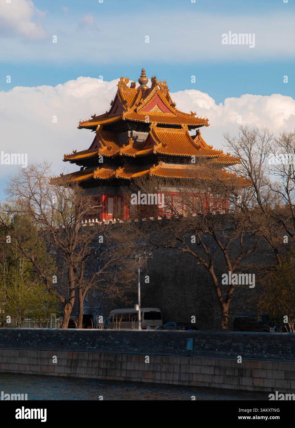 This is the corner tower of the Forbidden City, once a defensive structure for surveillance. Stock Photo