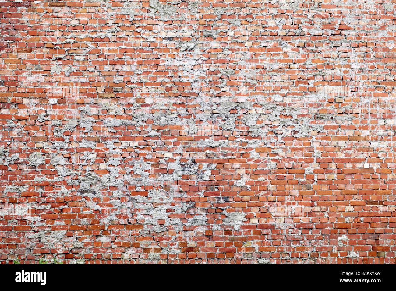 Red brick dirty background. Wide angle view Stock Photo