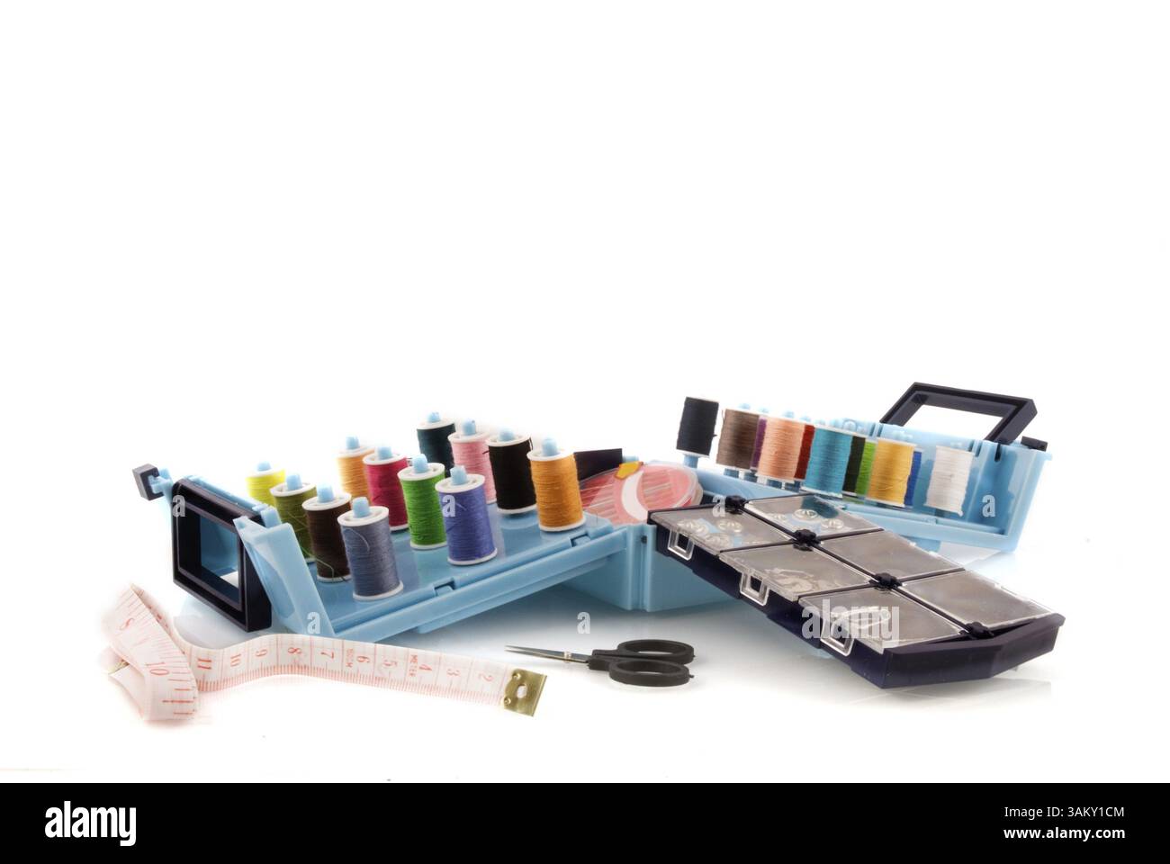 Sewing-box with threads and needles Stock Photo - Alamy