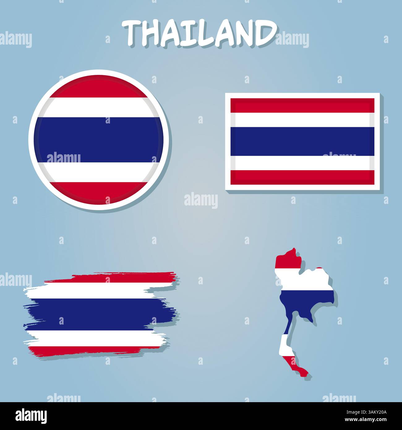 Thailand Flag Map. Map of the Kingdom of Thailand with the Thai country ...