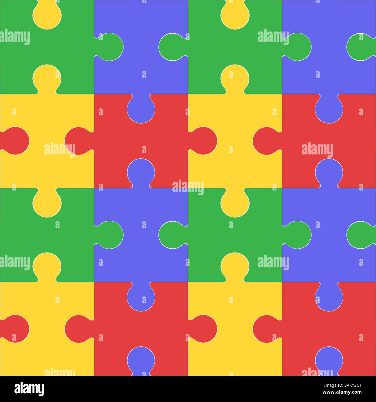Vector seamless pattern of colorful puzzles. Texture of educational game for wallpaper and fabrics Stock Vector