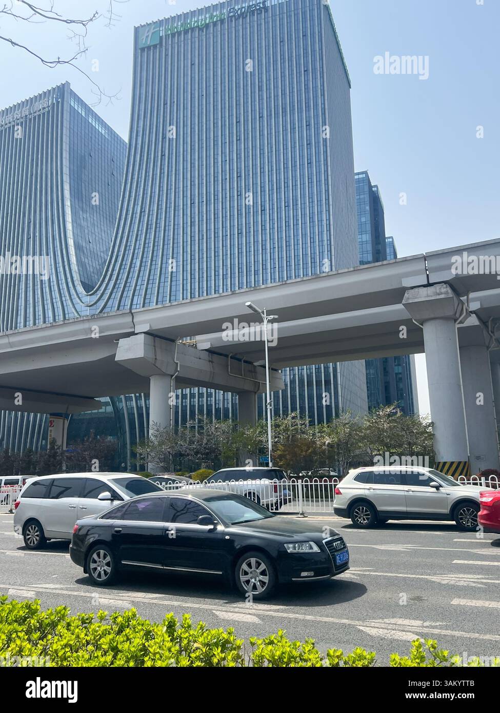 A Modern Urban Landscape featuring Dynamic Architecture amidst Heavy ...