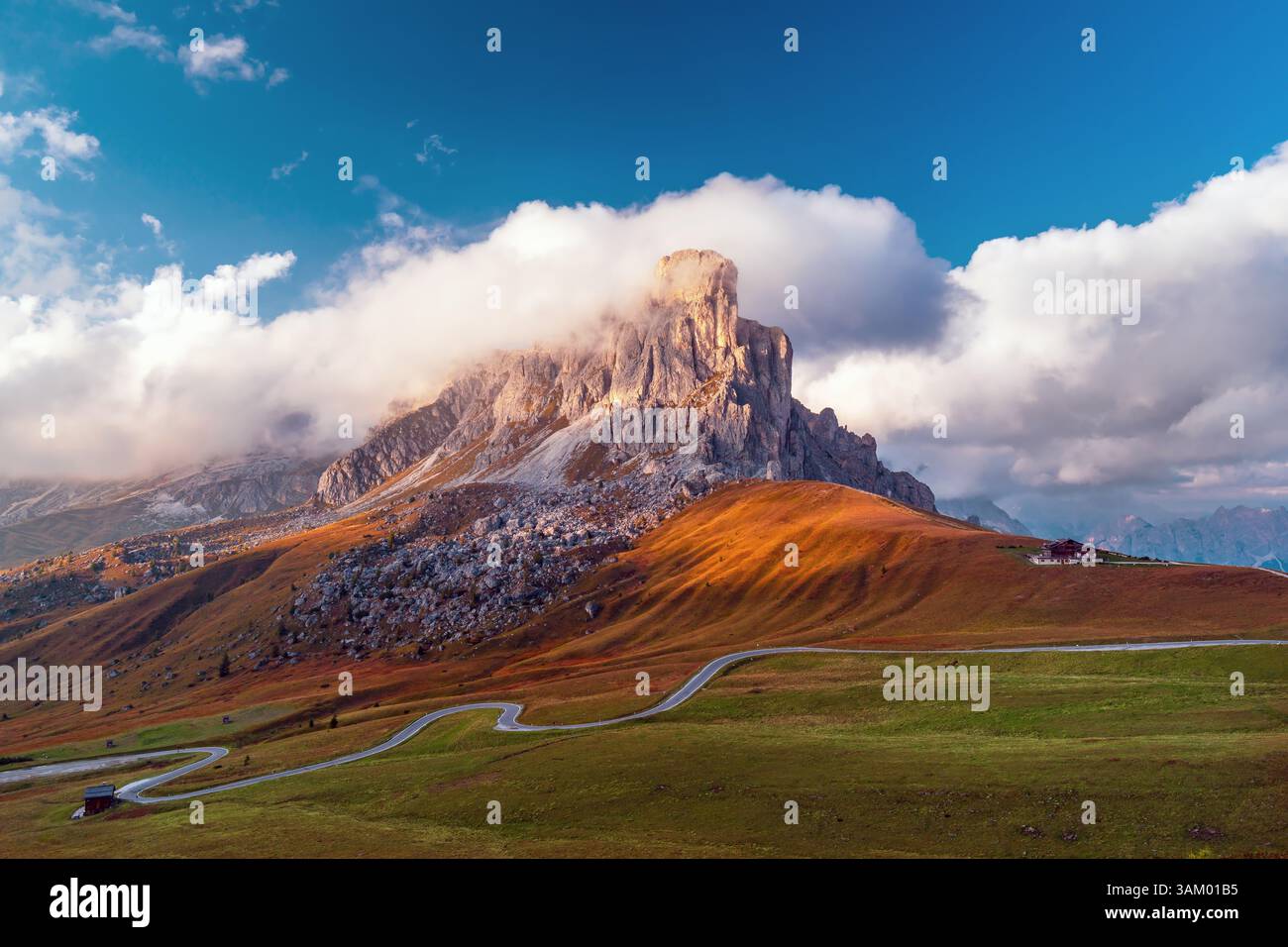 Scenic Panorama View On Passo Giau In Dolomites National Park Italy 