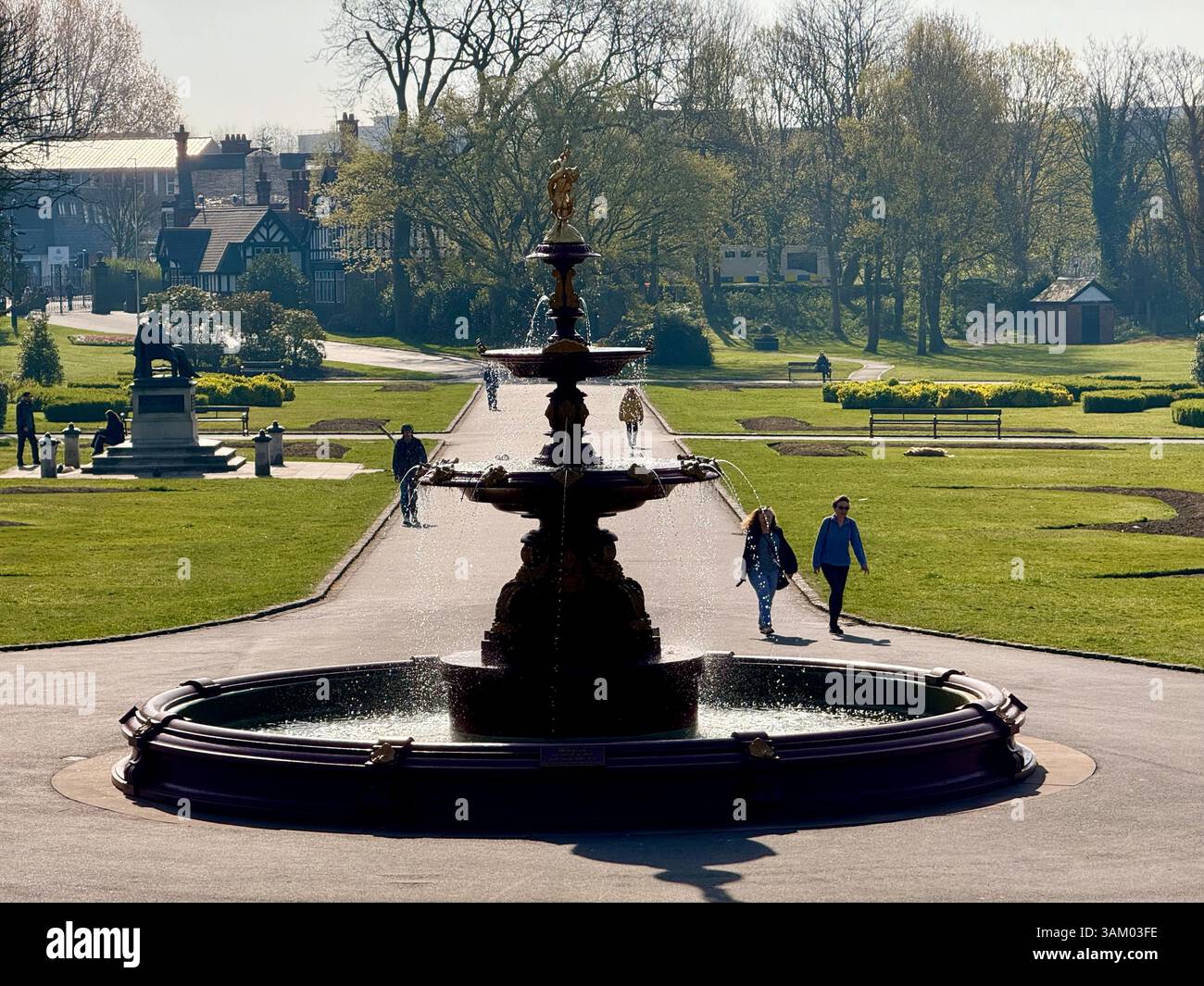 Coalbrookdale Fountain at Mesnes park, Wigan - Smartphone Captured Stock Image