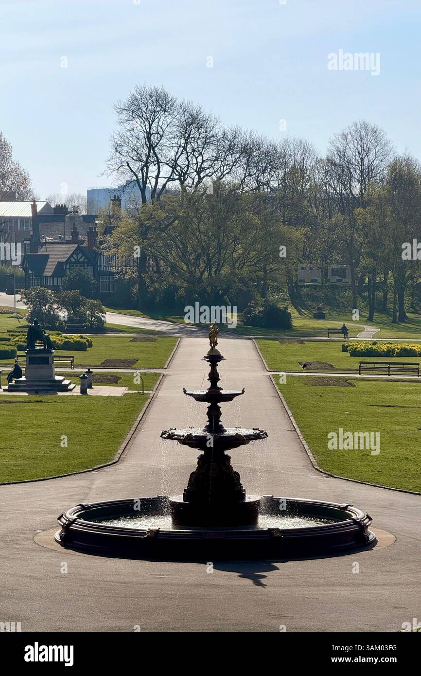 Coalbrookdale Fountain at Mesnes park, Wigan - Smartphone Captured Stock Image
