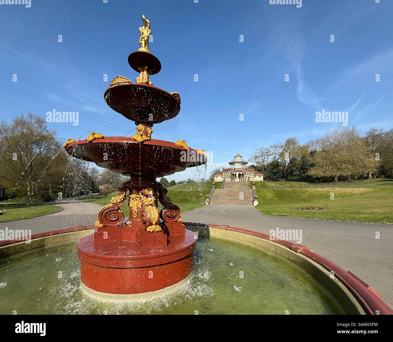 Coalbrookdale Fountain and Pavilion at Mesnes park, Wigan - Smartphone Captured Stock Image