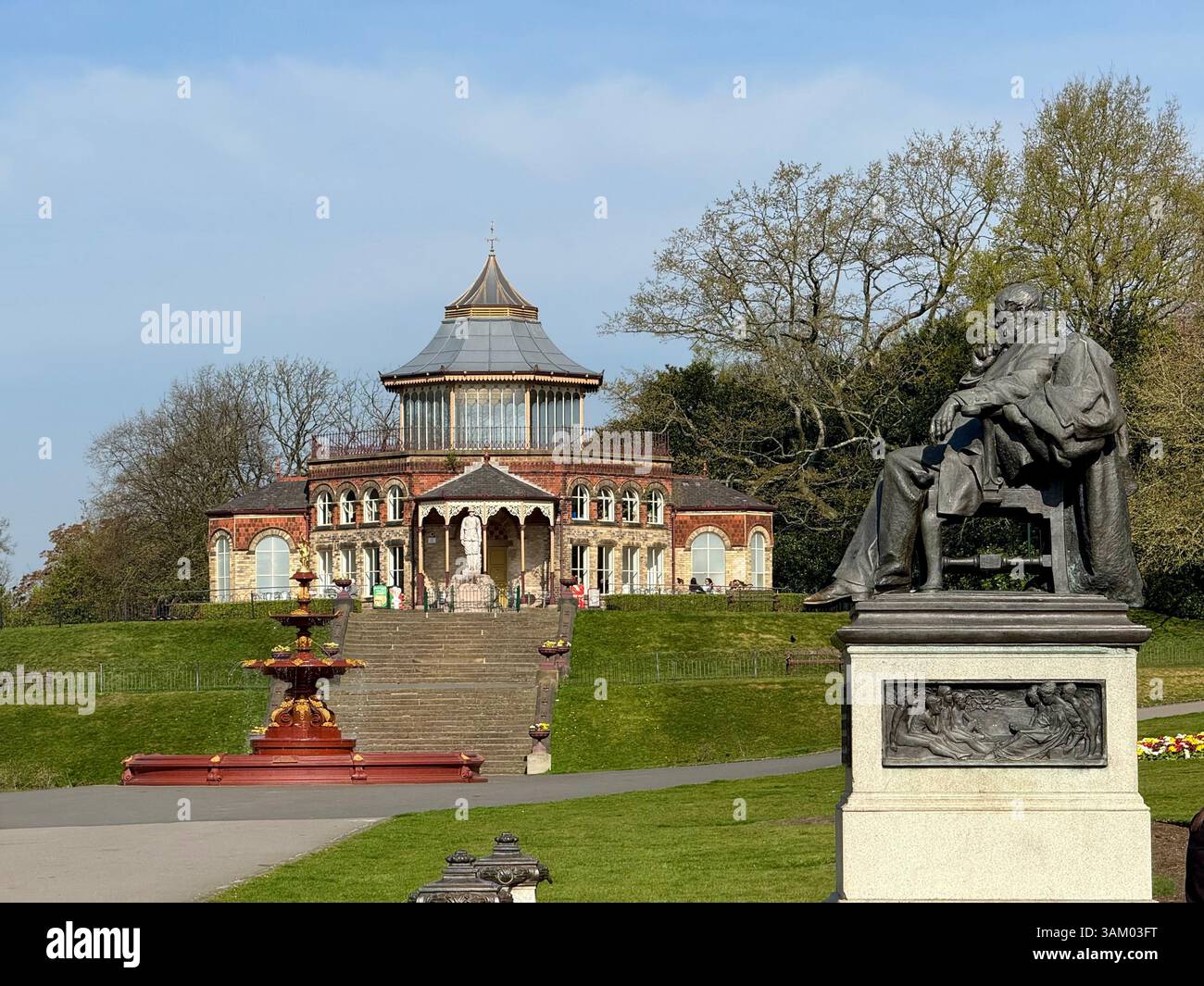 Sir Francis Sharpe Powell monument and Pavilion at Mesnes park, Wigan - Smartphone Captured Stock Image