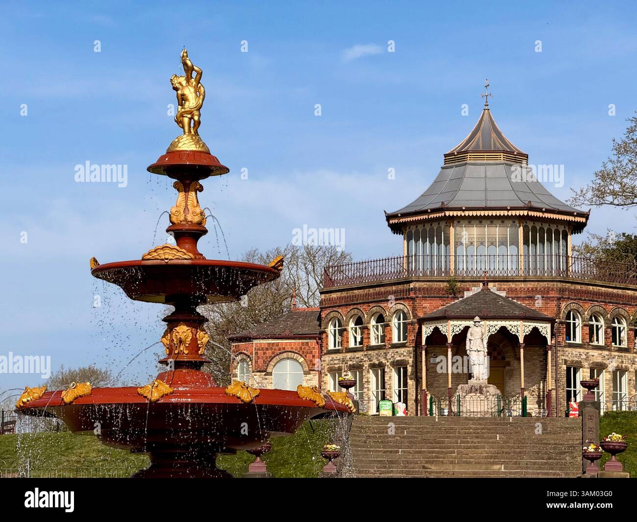 Coalbrookdale Fountain and Pavilion at Mesnes park, Wigan - Smartphone Captured Stock Image