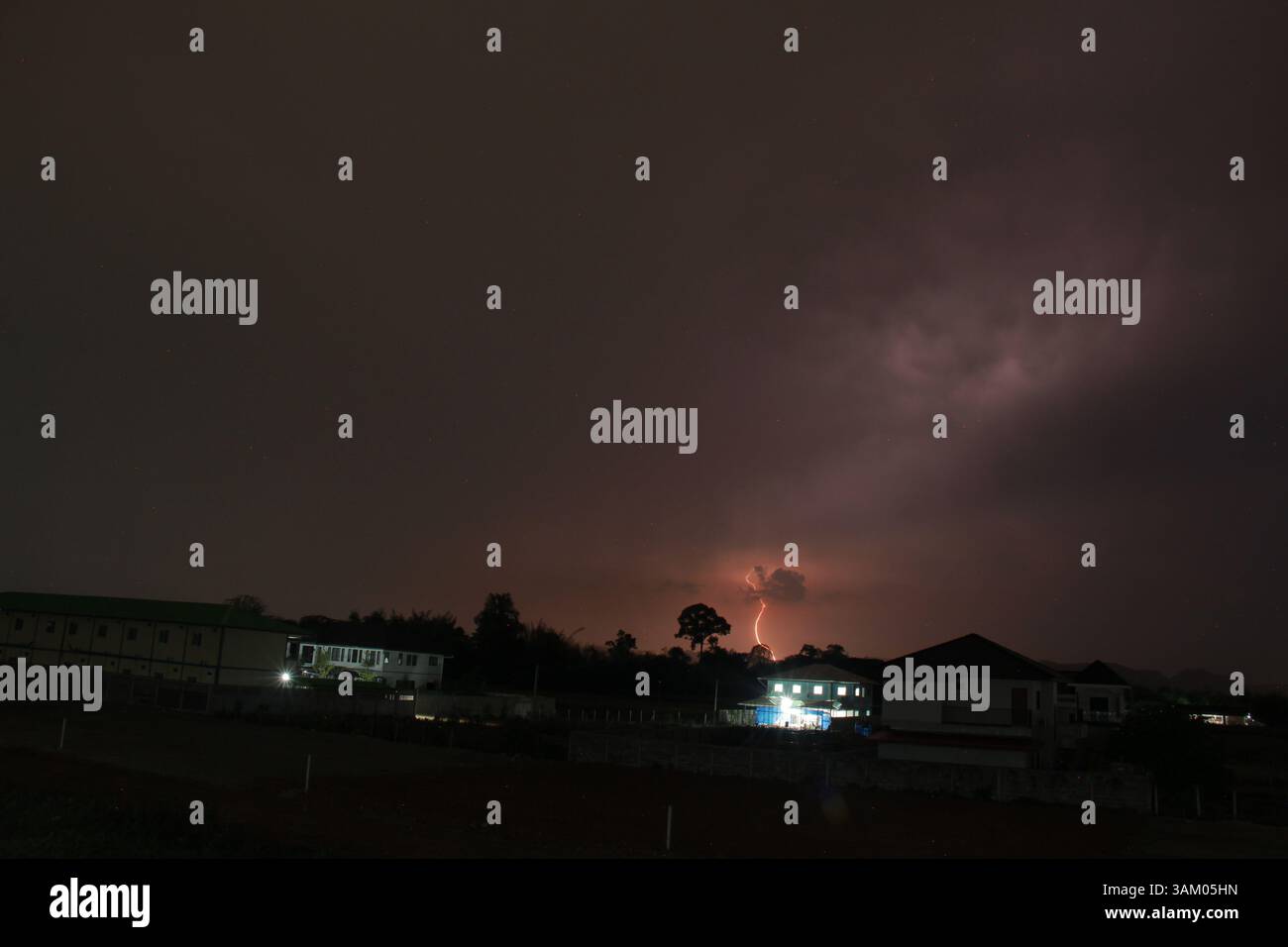 Lightning strikes during a thunderstorm in Mae Sot, Thailand Stock ...