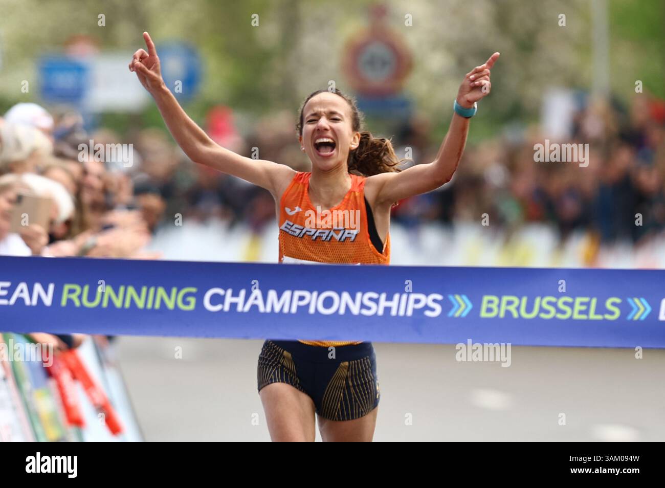 Brussels, Belgium. 13th Apr, 2025. Winner Spanish Fatima Ouhaddou ...