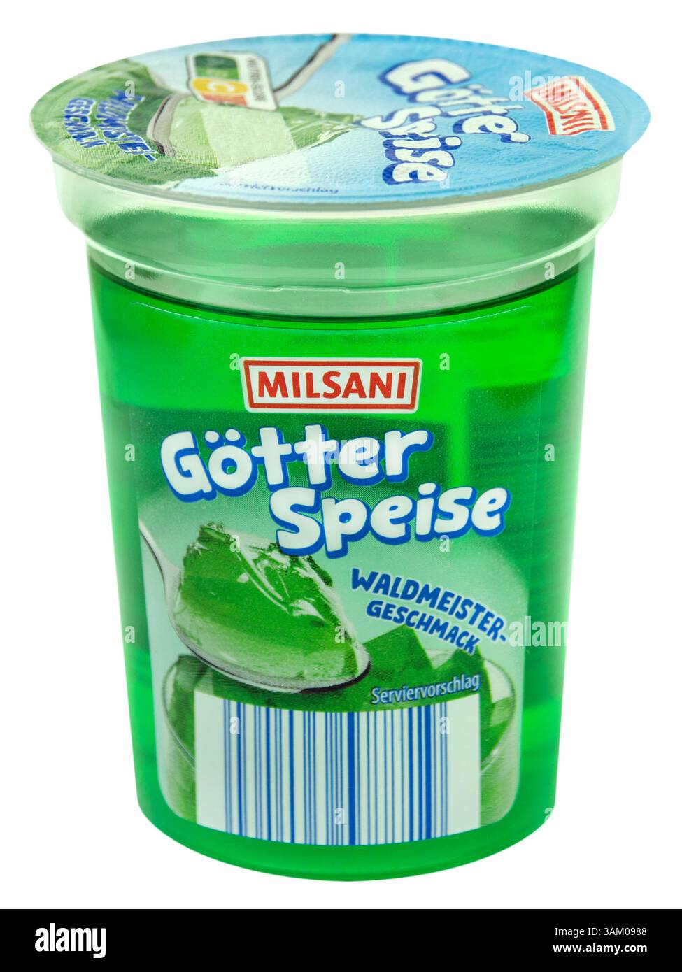 Götterspeise Waldmeister von Milsani   Hintergrund weiss Stock Photo