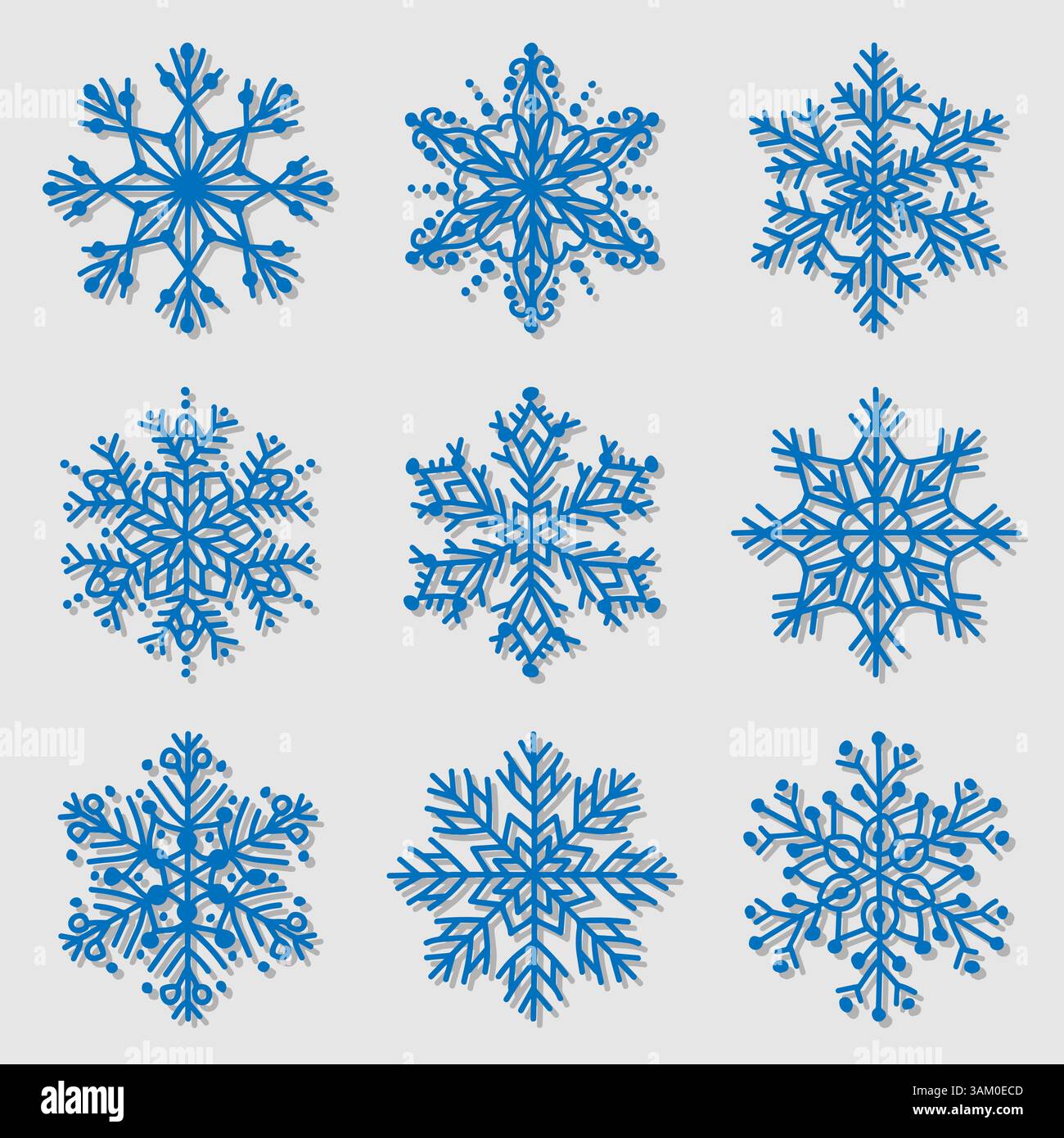 Blue snowflake icons collection isolated on white background Stock ...