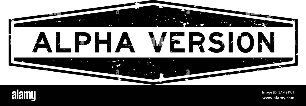 Grunge black alpha version word hexagon rubber seal stamp on white background Stock Vector