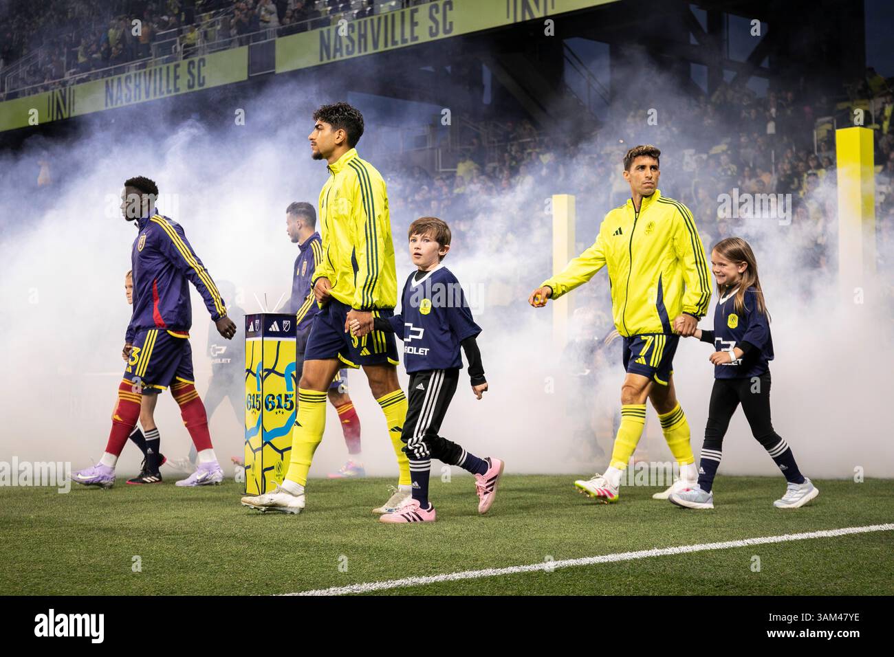 Nashville SC Players Enter The Pitch Before The Match Against Real Salt 