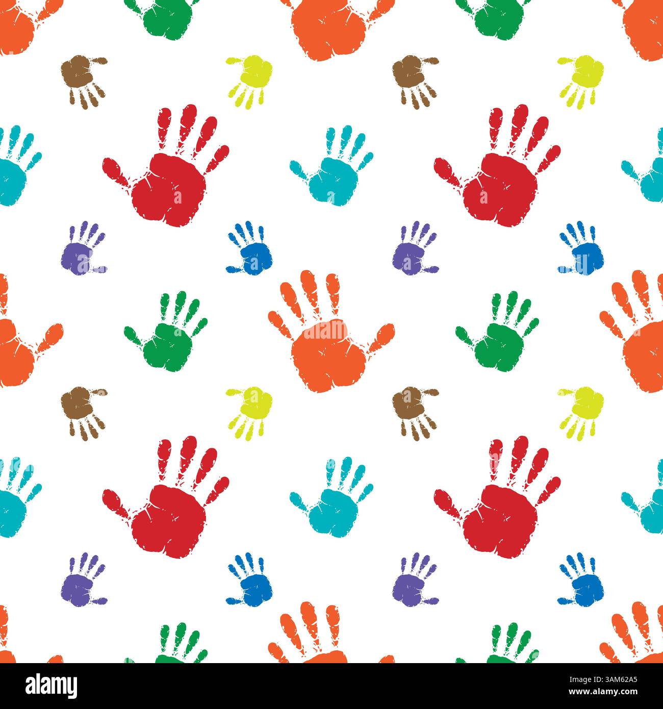 Seamless background made from color handprints Stock Vector