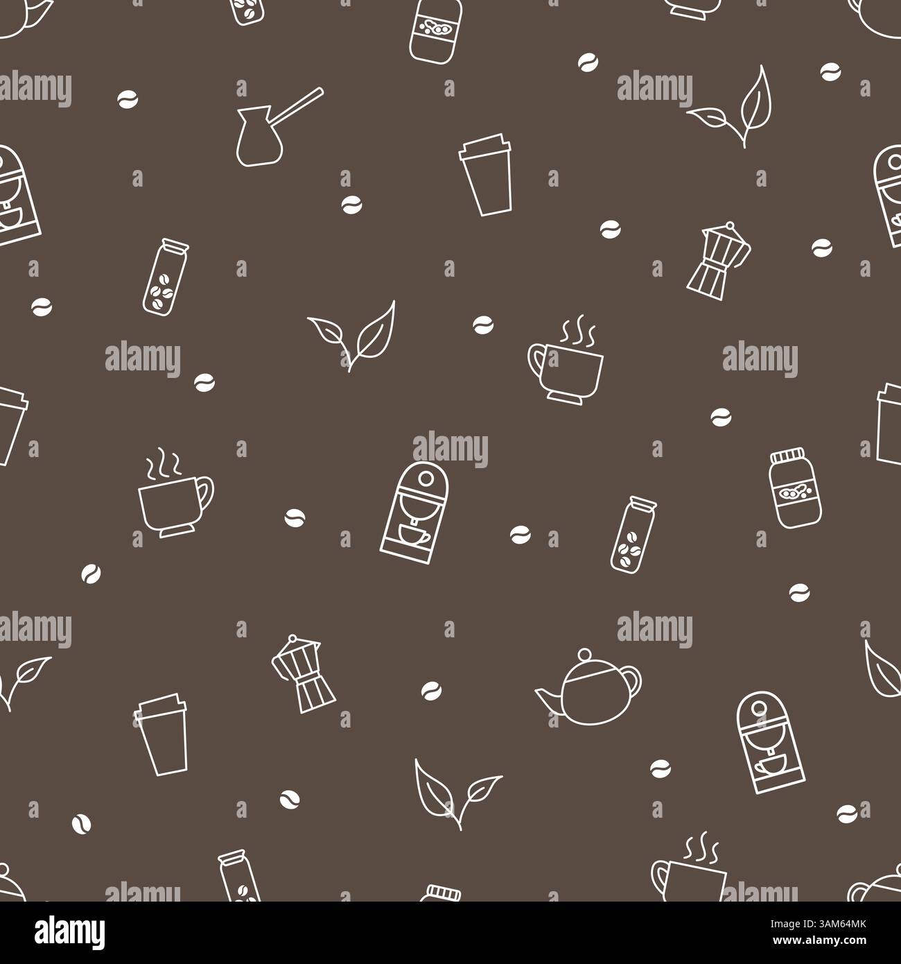 Seamless pattern of coffee, vector background Stock Vector