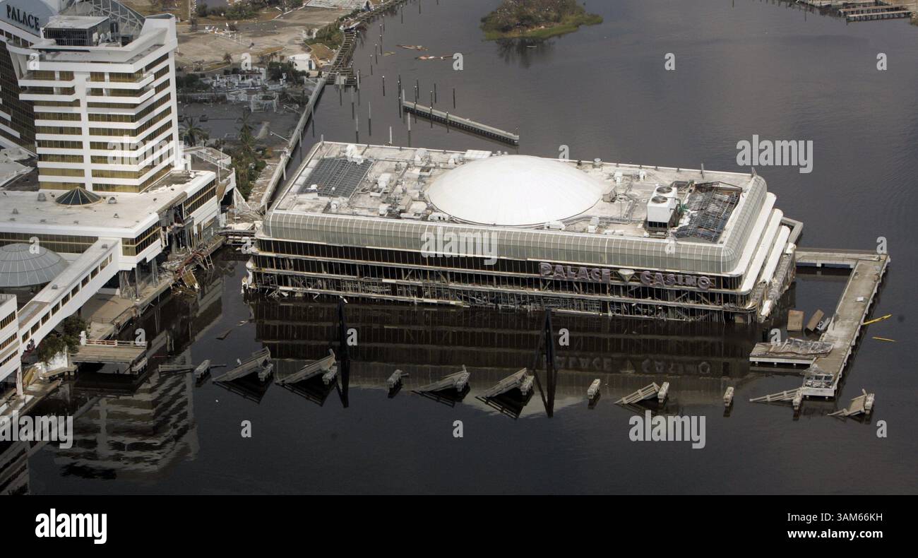 Aug. 30, 2005 - U.S. - NO MAGS, NO SALES -- KRT US NEWS STORY SLUGGED: WEA-KATRINA KRT PHOTOGRAPH BY SMILEY N. POOL/DALLAS MORNING NEWS (August 31) BILOXI, MS-- The Palace Casino shown in an aerial view of damage from Hurricane Katrina in Biloxi, Mississippi, Wednesday morning, August 31, 2005. (lde) 2005 (Credit Image: © Smiley N. Pool/mct/ZUMAPRESS.com) Stock Photo