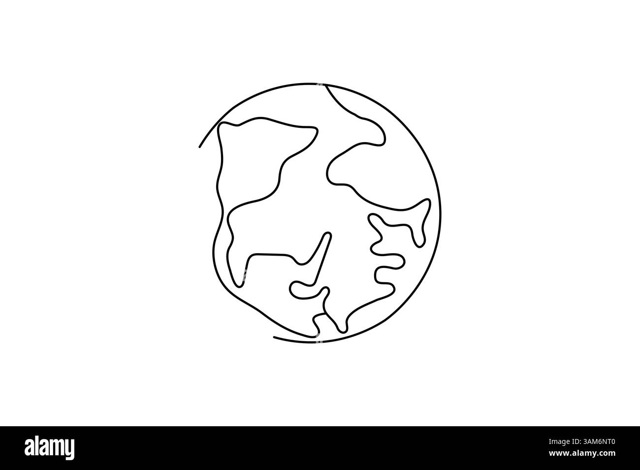 Earth globe one line drawing of world map minimalist vector ...