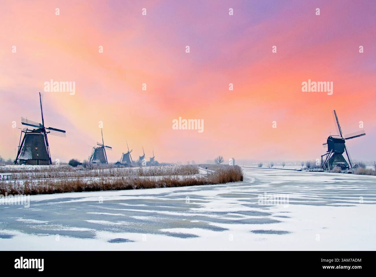 famous-windmills-at-kinderdijk-in-the-netherlands-in-winter-stock-photo