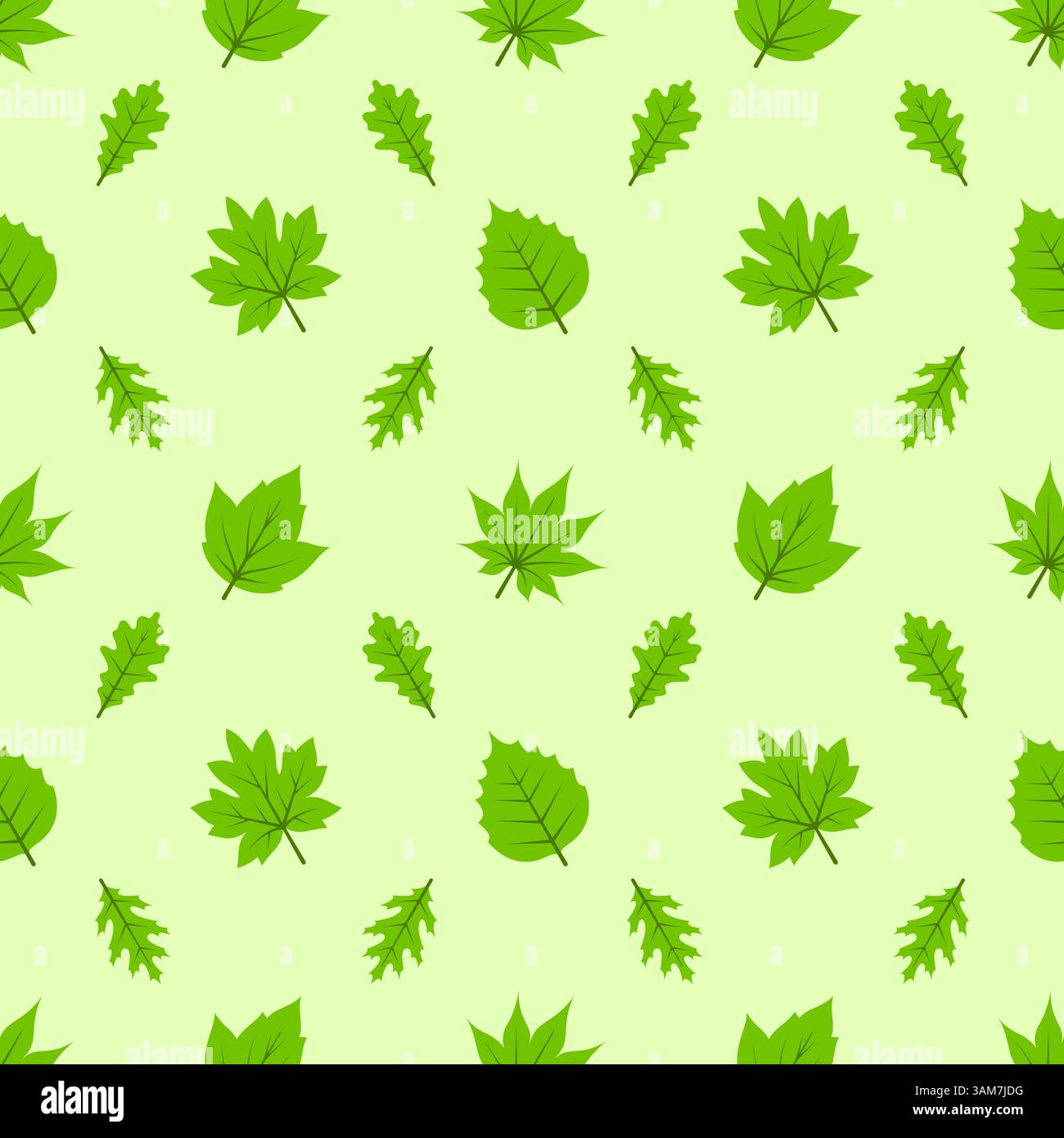 Seamless pattern with green leaves, vector illustration Stock Vector