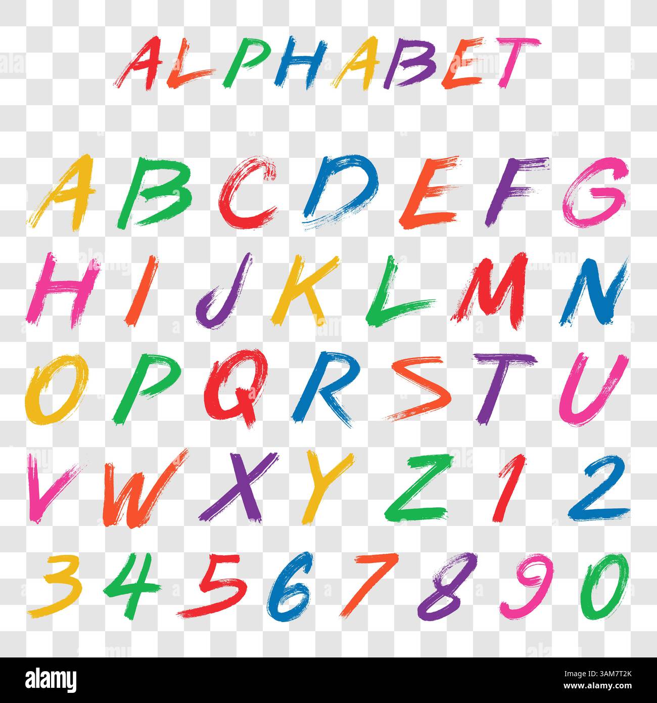 Hand drawn font,brush stroke alphabet, grunge style Stock Vector Image ...