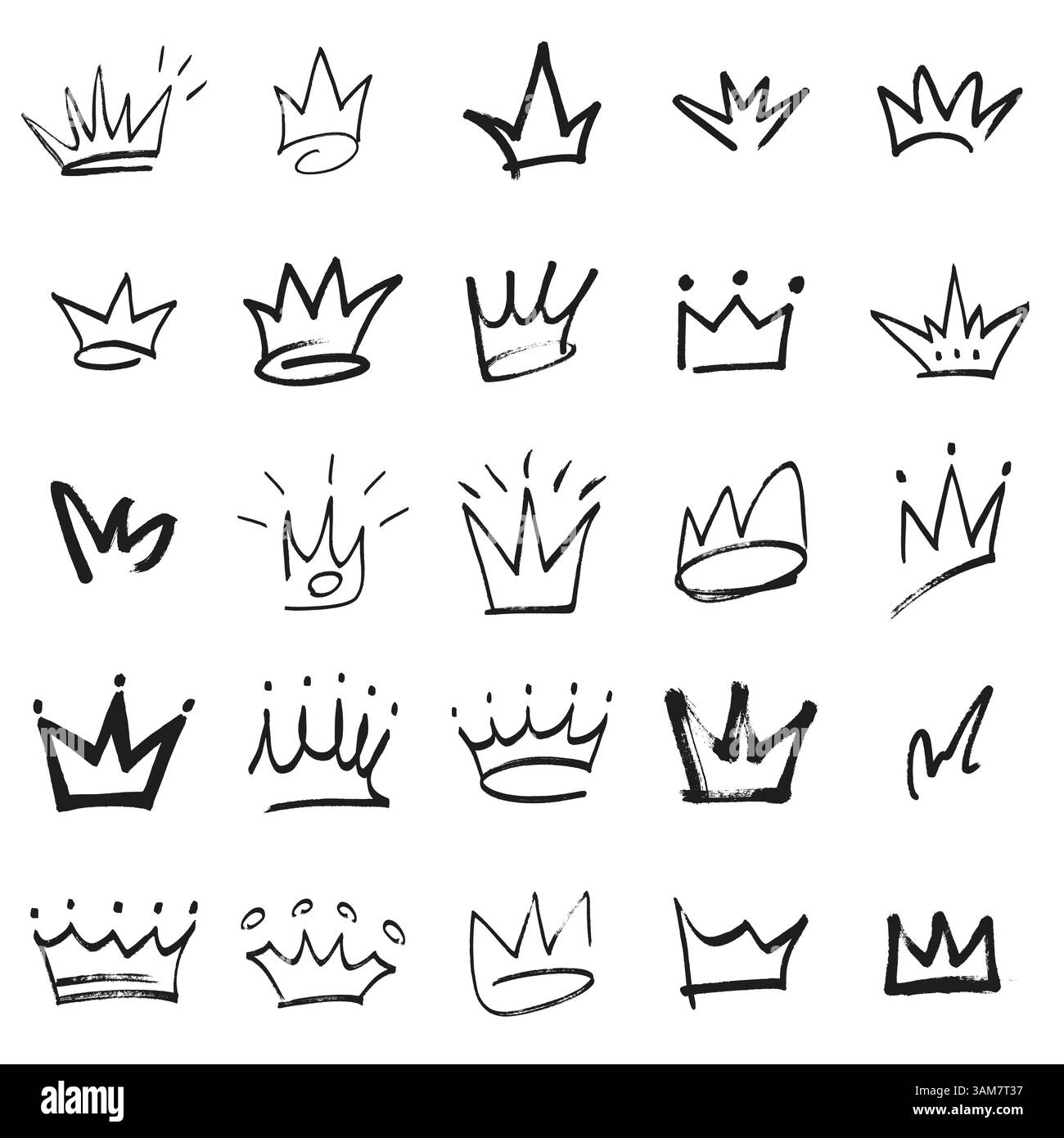 Multicolored graffiti elements set spray paint crown Stock Vector