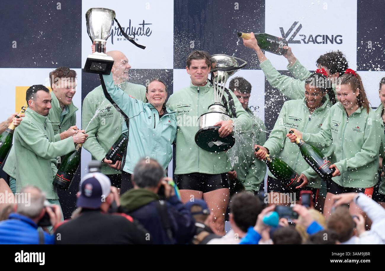 Cambridge Women's team president Lucy Havard (centre left) and ...