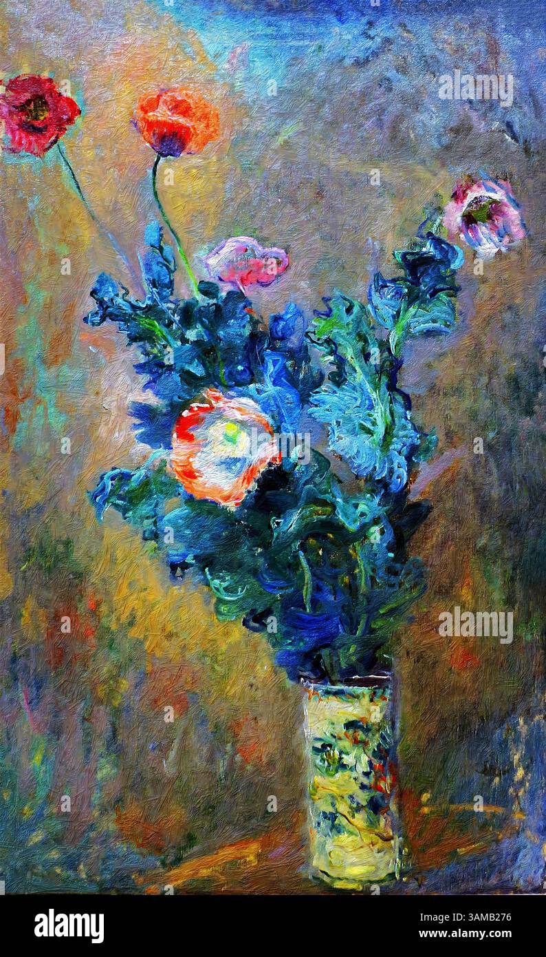 A vibrant and lively abstract painting showcasing a colorful floral ...