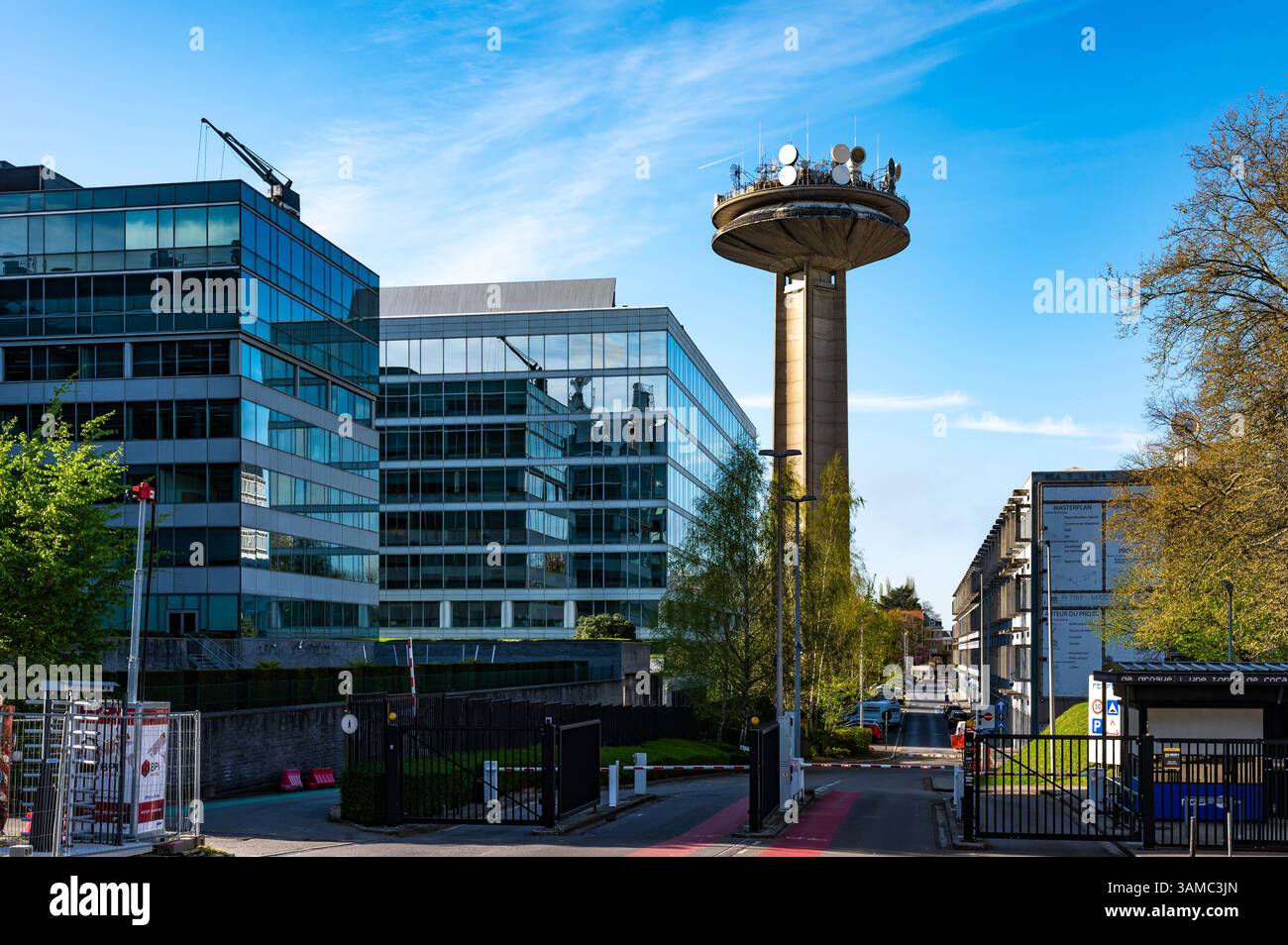 Headquarters of the RTBF TV and radiostation with the controltower in ...