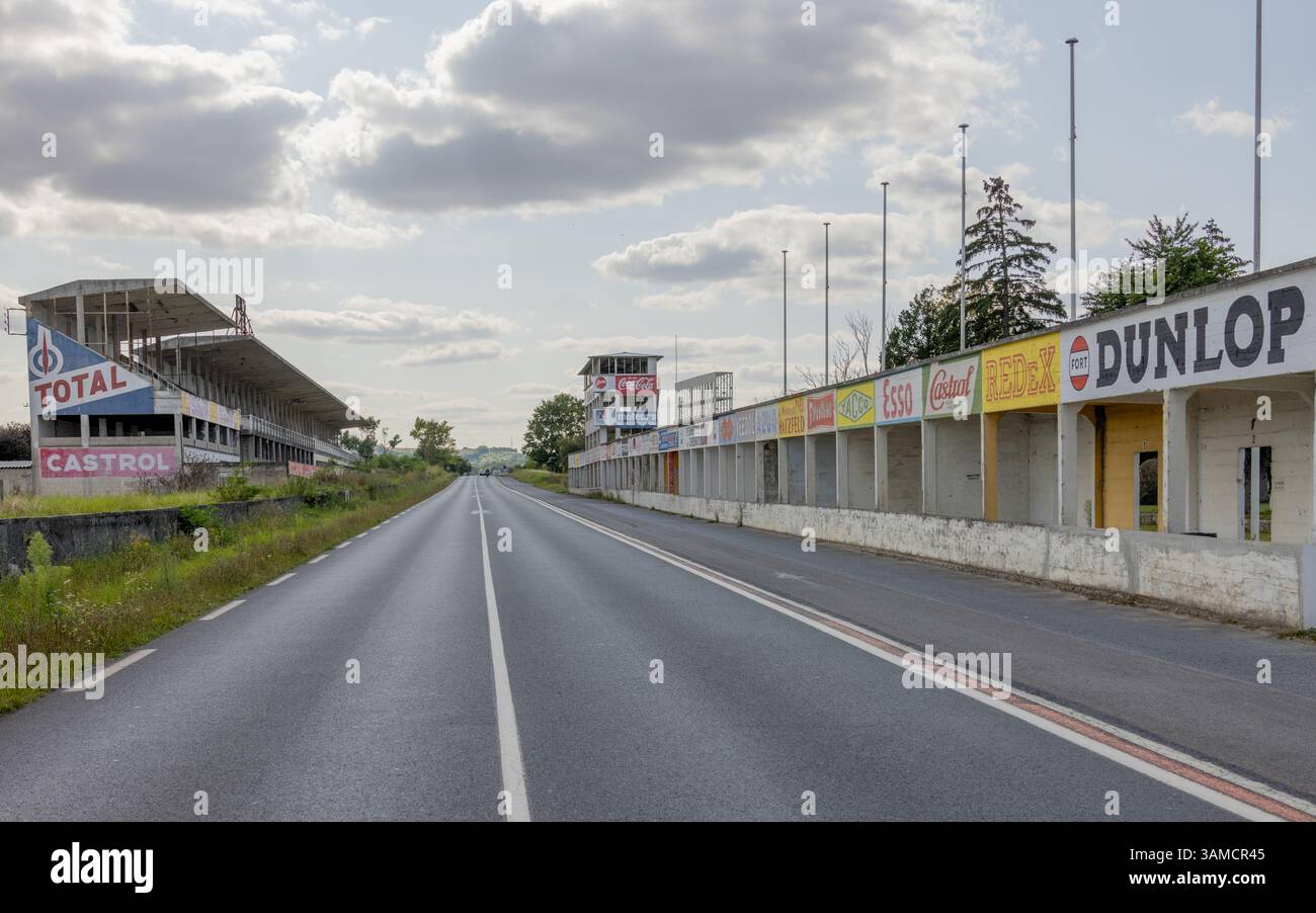 Reims-Gueux former Formula One circuit pit lane with start and finish ...