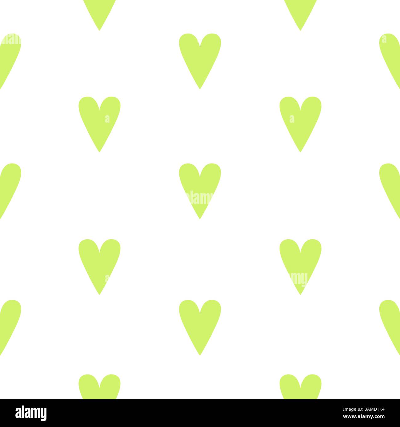 Seamless pattern green hearts on white background Stock Vector