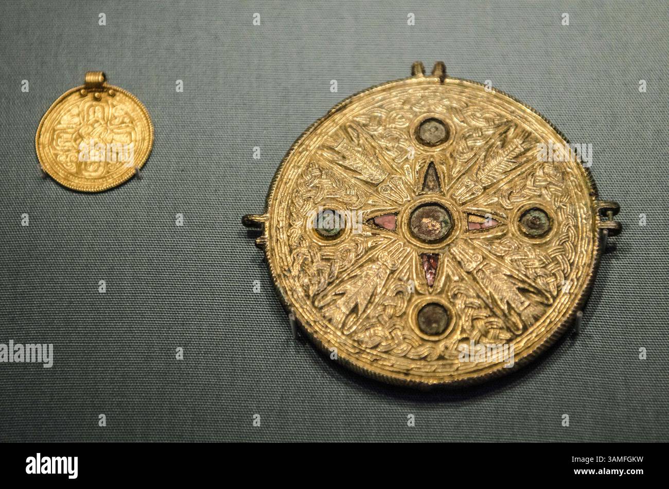 March 25, 2014 - London, UK - Anglo Saxon gold disc pendant ..Pix of ...