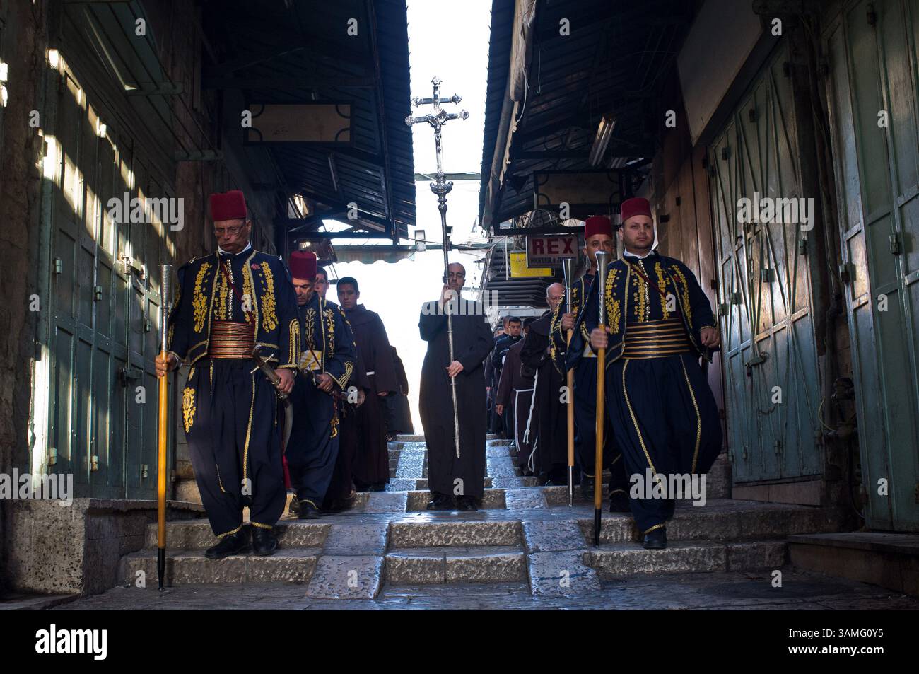 April 13, 2014 - Jerusalem, Israel - A procession leads the Latin ...