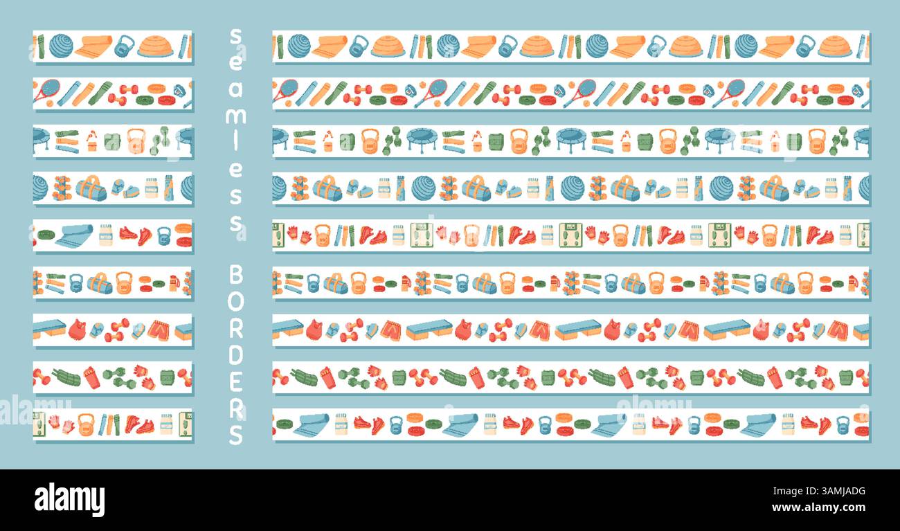 Colorful Seamless Sport Border Frame Pattern Stock Vector