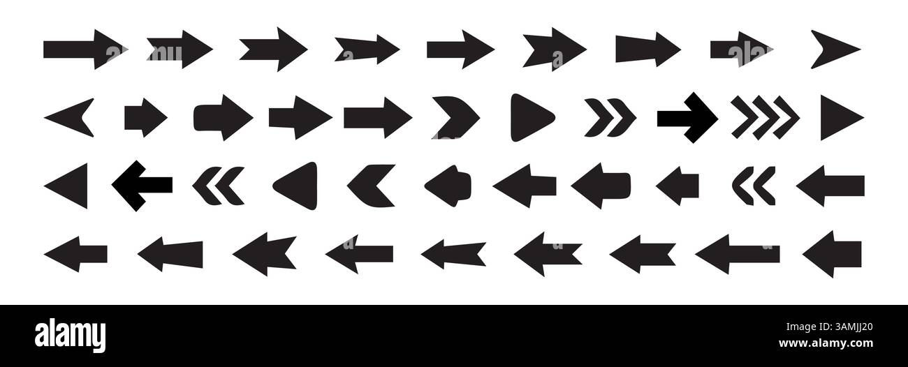Arrow icons set of Vector illustration. black arrow icons in different ...