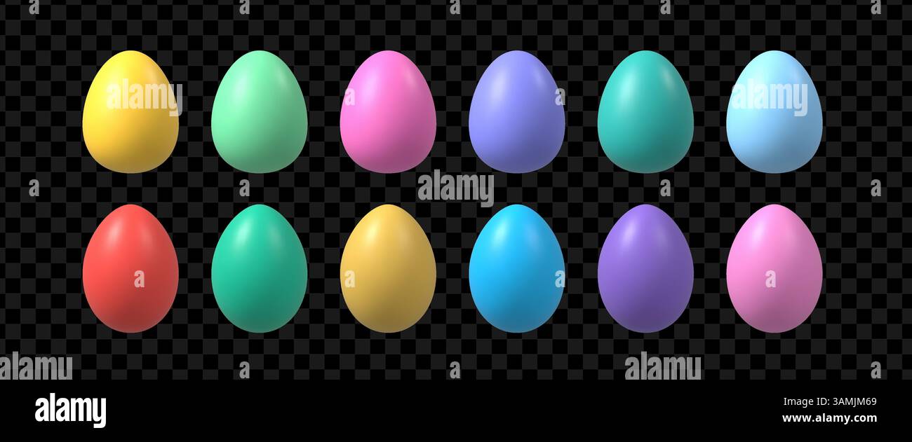 3d realistic Easter egg set. Stock Vector