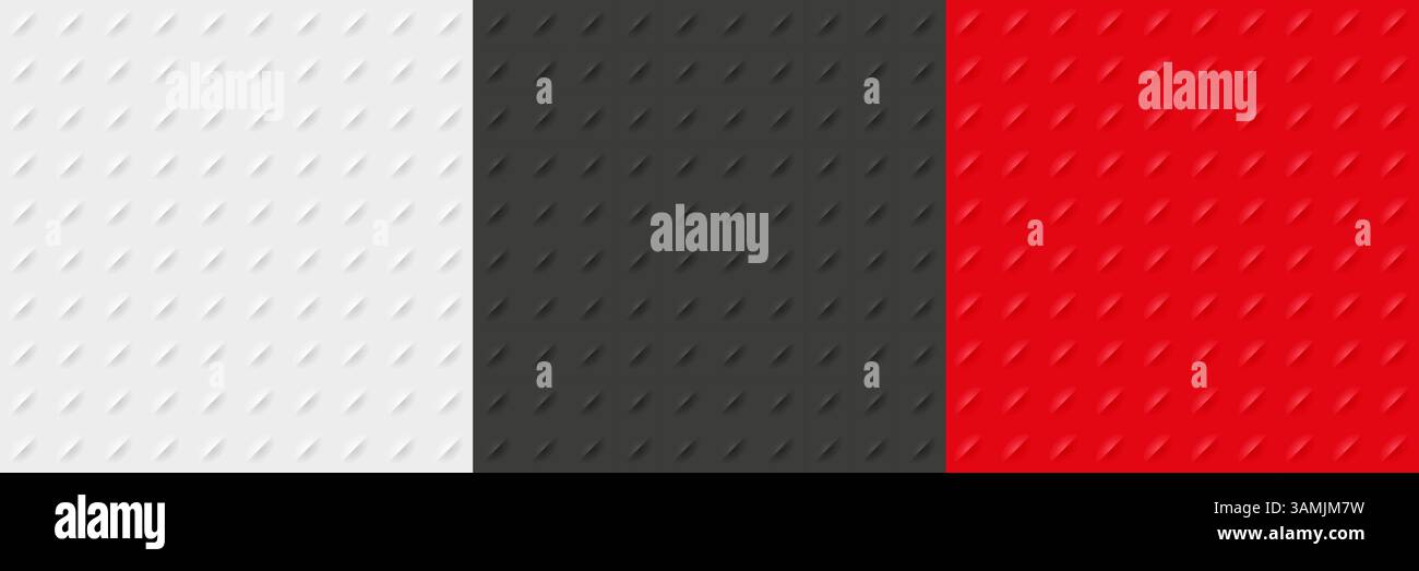 White, black and red 3D background set Stock Vector