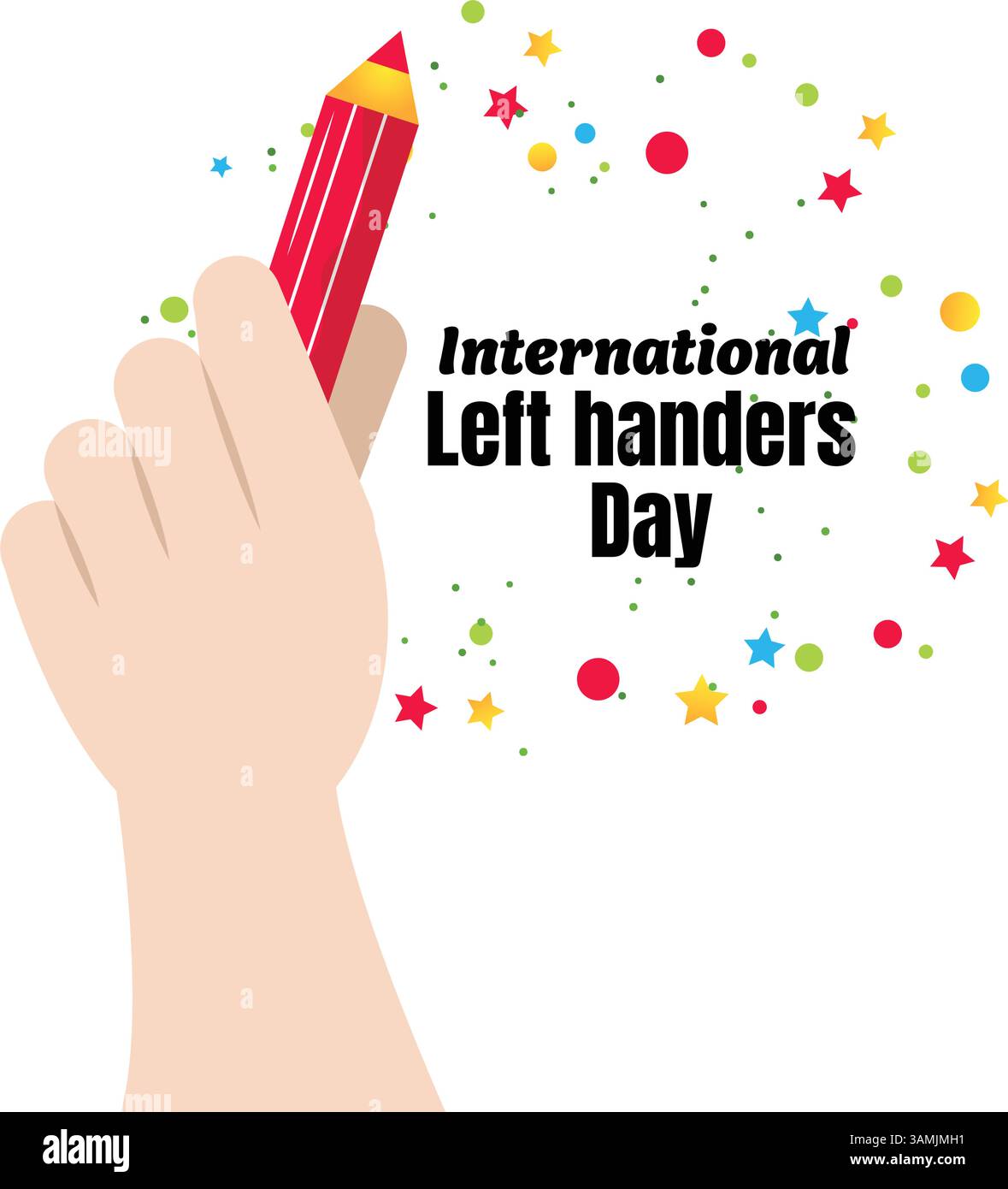 Left Handers Day Illustration Cute Celebration of Lefty Life Stock ...