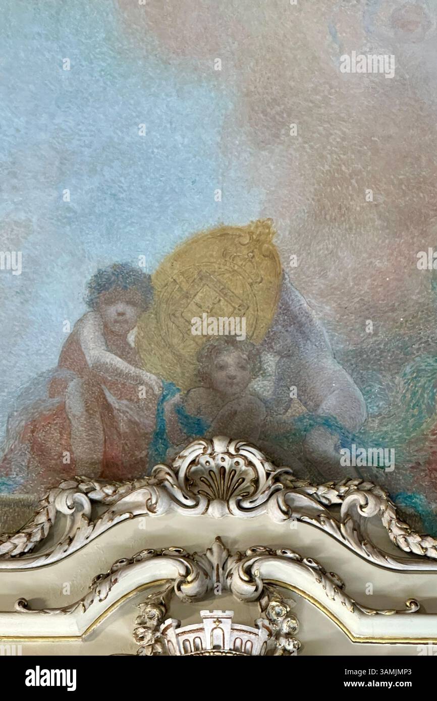 Children in a fresco above a door in Municipal Chamber of Rio de Janeirol, Rio de Janeiro, Brazil - Smartphone Captured Stock Image