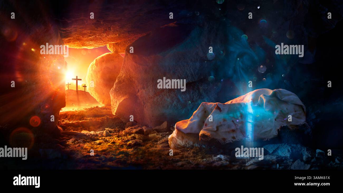Resurrection - Empty Tomb With Body Of Jesus Dissolves In Holy Spirit ...